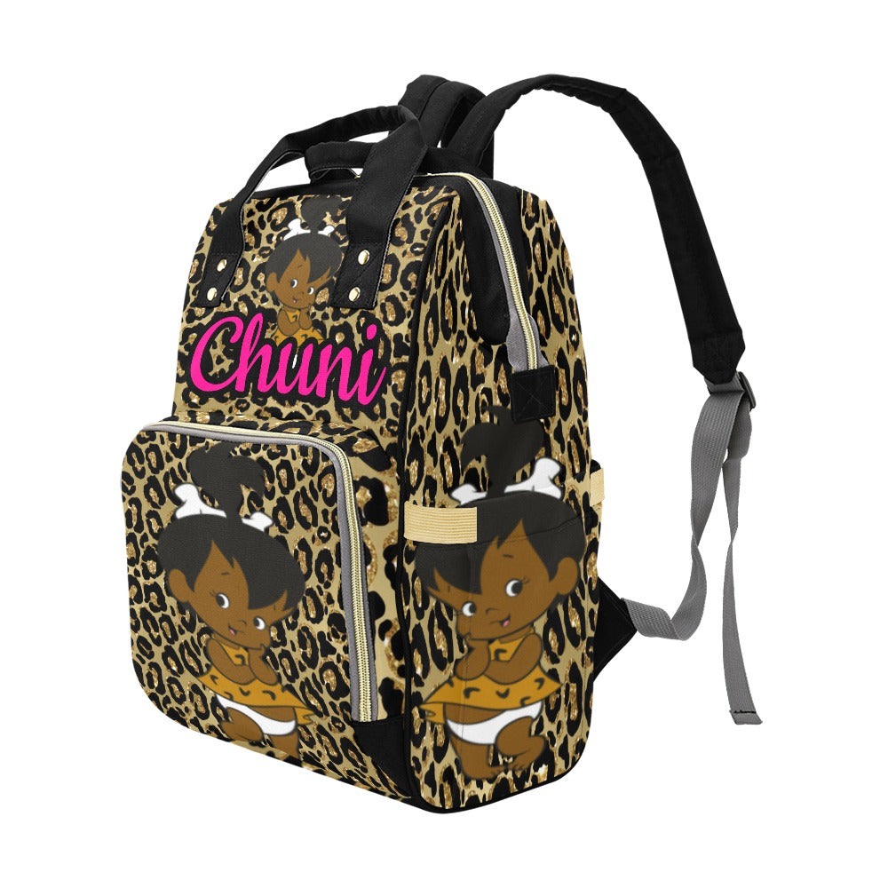 Gold Leopard Print Baby Diaper Bag Backpack