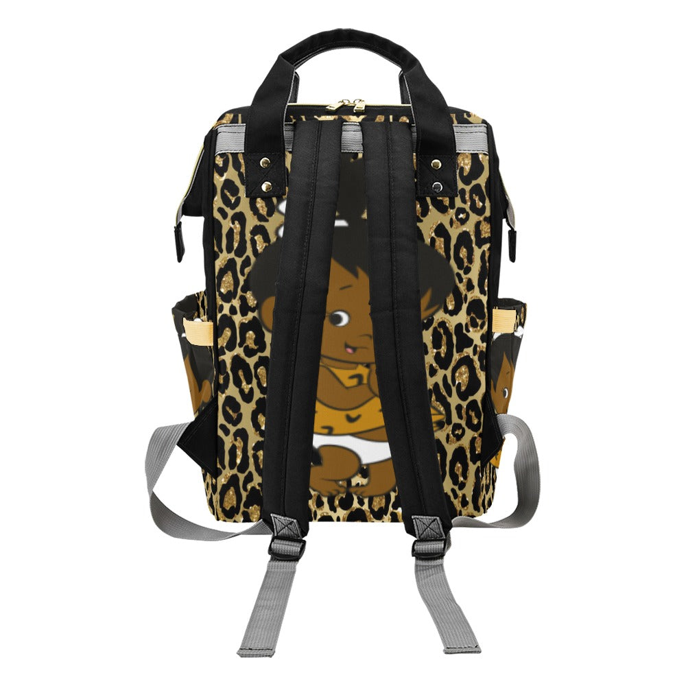 Gold Leopard Print Baby Diaper Bag Backpack