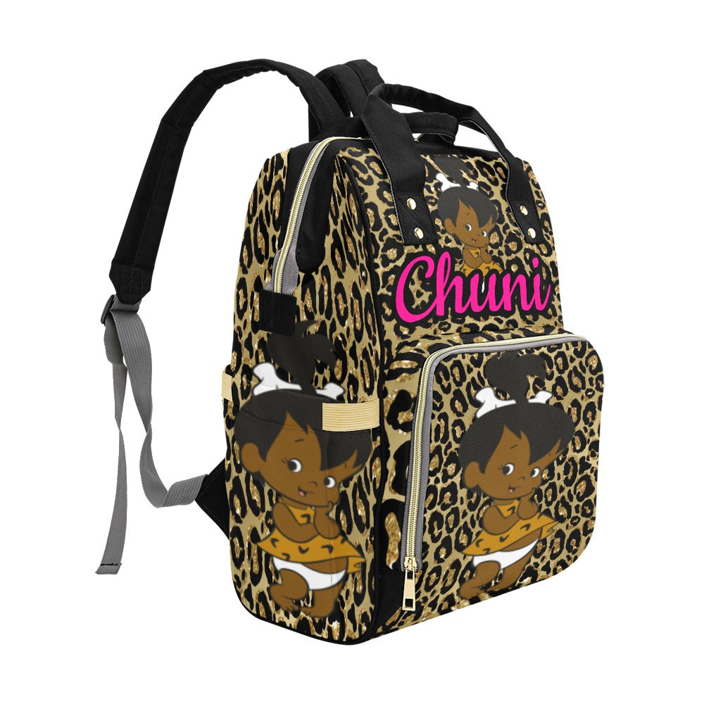 Gold Leopard Print Baby Diaper Bag Backpack