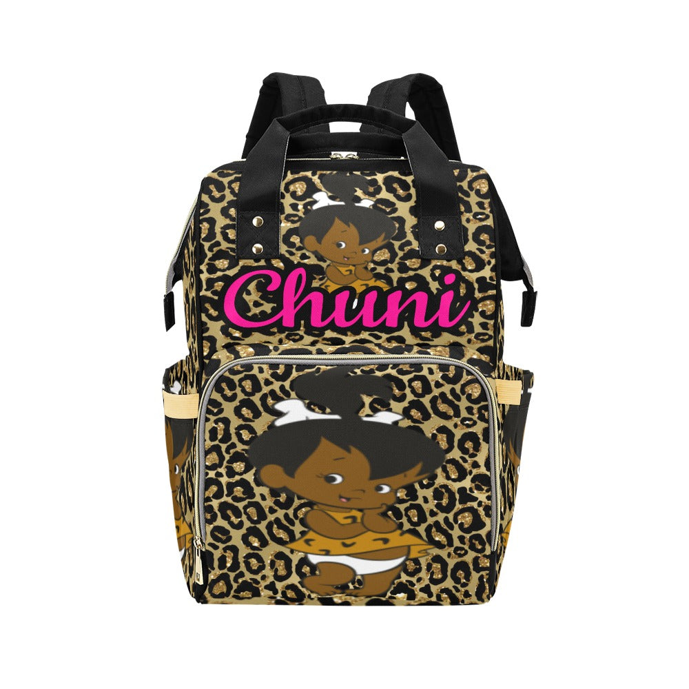 Gold Leopard Print Baby Diaper Bag Backpack