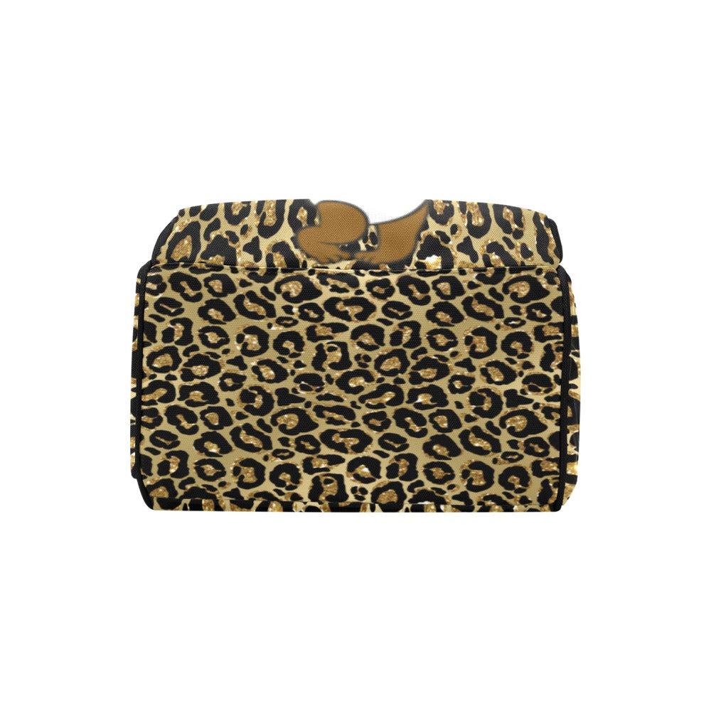 Gold Leopard Print Baby Diaper Bag Backpack