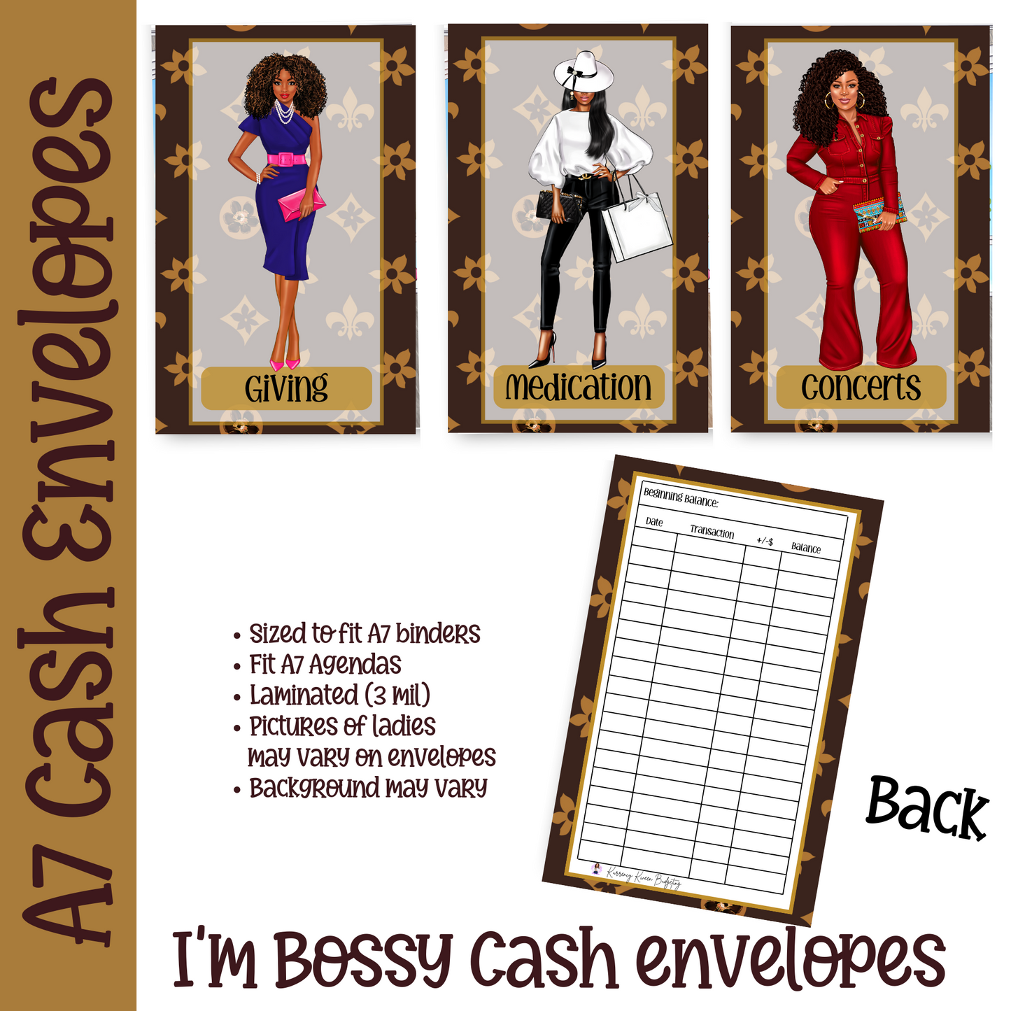 I'm Bossy A7 Inspired Cash Envelopes